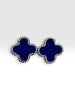 Arretes de Trebol con Zirconia en color Blanco, Negro, Rojo, o Azul, Plata .925