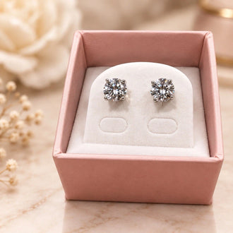 Sterling Silver 925 Round Clear Moissanite Stud Earrings 6.5mm GRA 1.00ctw