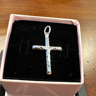 Sterling Silver 925 Religious Cross Charm Pendant, No Stone, Silver