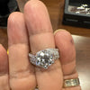 Anillo moissanita redonda blanca 9mm, Talla 7 Solitario Plata .925