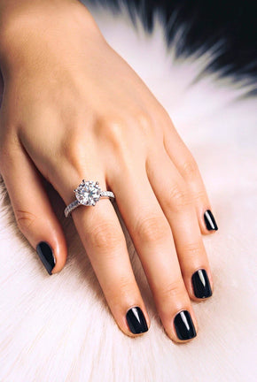925 Sterling Silver Round Moissanite Prong Engagement Ring 2.00ctw Sz 7