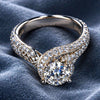 Anillo moissanita redonda blanca 9mm, Talla 7 Solitario Plata .925